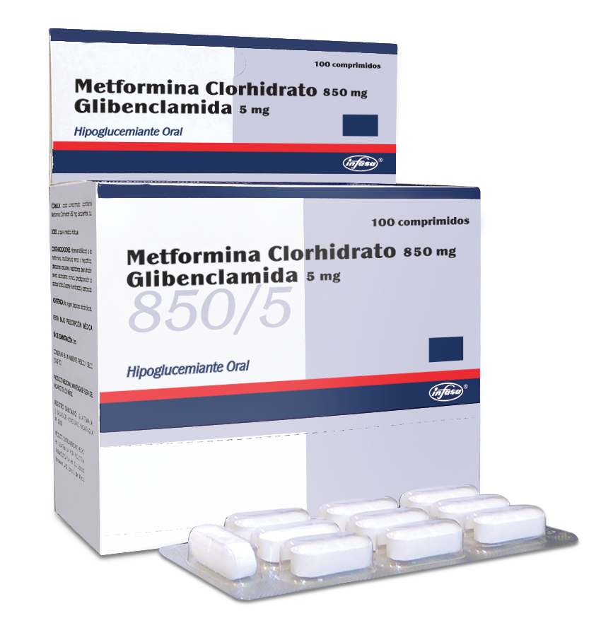 Metformina 850mg+Glibenclamida 5mg Tabletas Infasa 